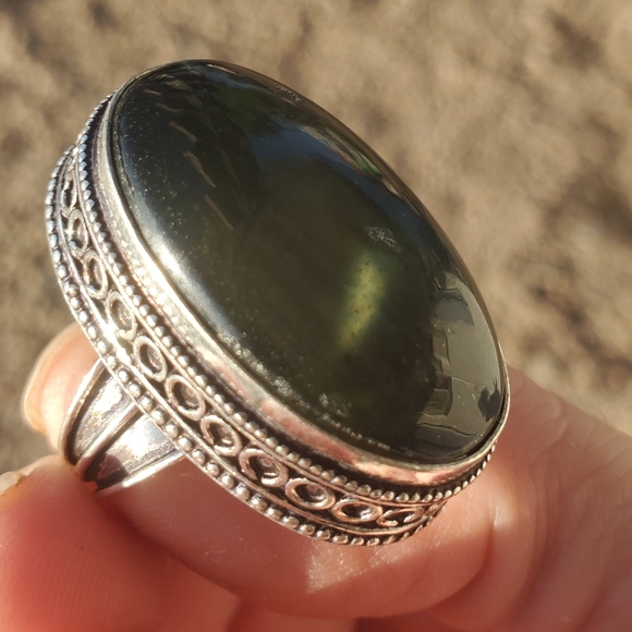 New Nephrite Jade 925 Silver Ring. - Picture 13 of 16